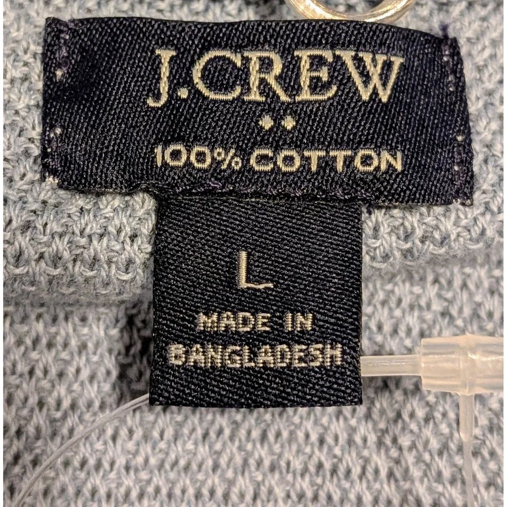J. Crew Mens Cotton Crew Neck Long Sleeve Waffle Knit Sweater Blue Large NWT $90